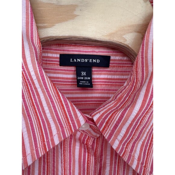 Land's End Women Long Sleeve Button Up Shirt 3X Flip Cuff Roll Tab Breathable - Picture 3 of 11